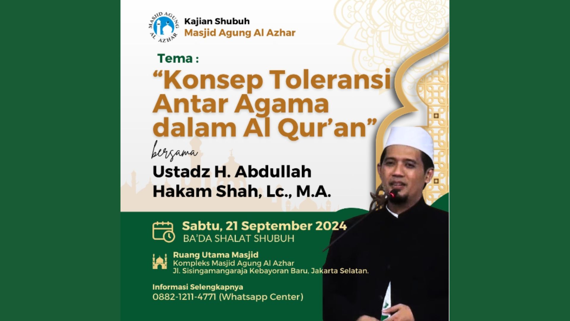 Kajian Sabtu Shubuh, 21 September 2024 ba'da Shalat Shubuh