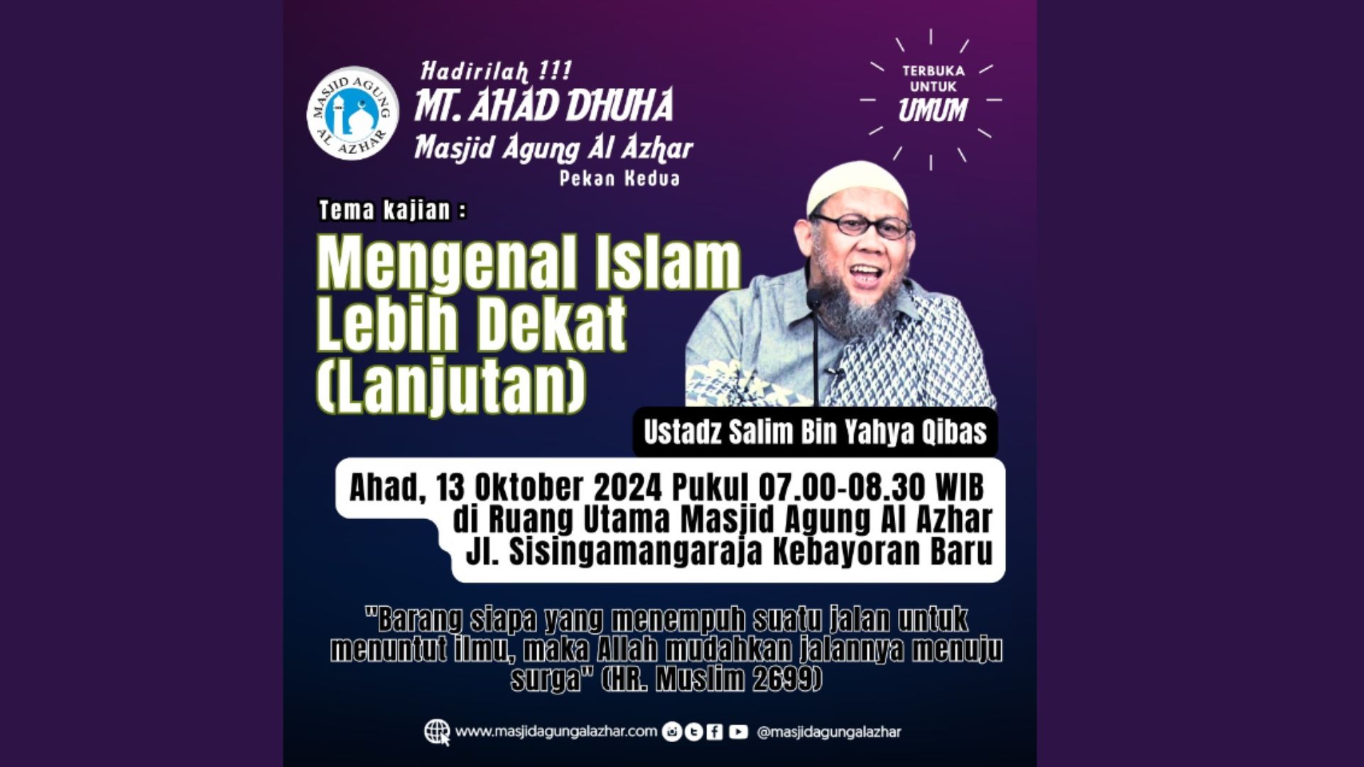 Majelis Taklim Ahad Dhuha, 13 Oktober 2024